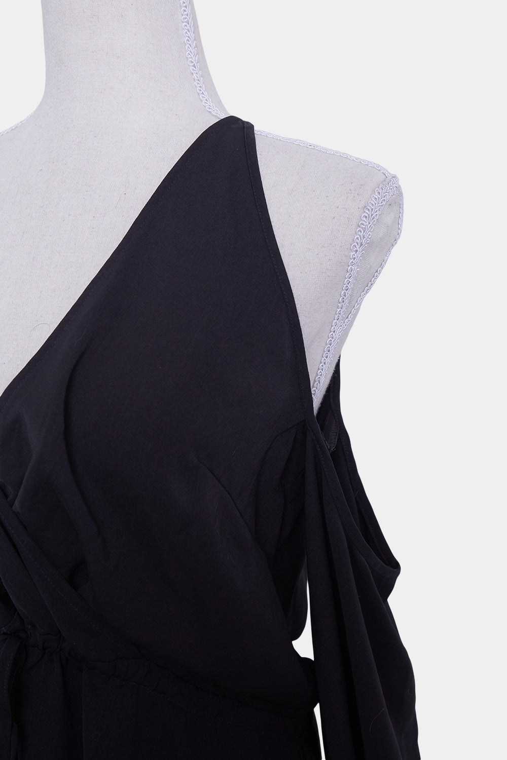 Shona Joy Black Cold Shoulder Drawstring Flippy Dress