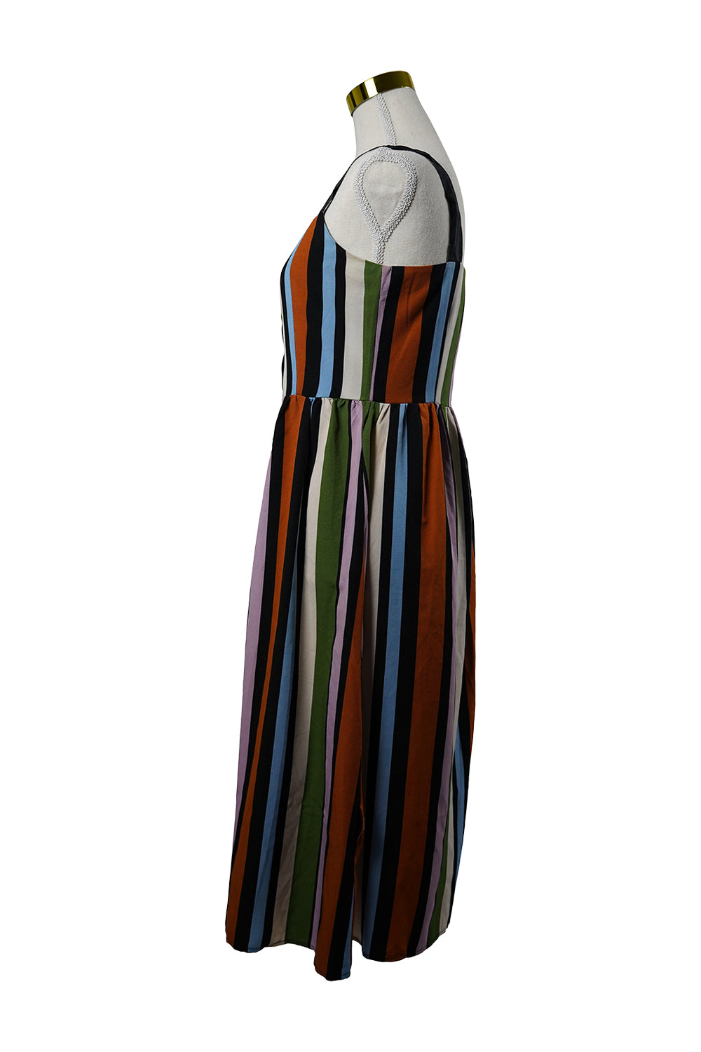 Assorted Brands Orange, Blue, White, Green, Purple, Black Multi Striped Midi Dress