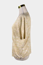 FABIANA Cream Sheer Short Sleeve Top