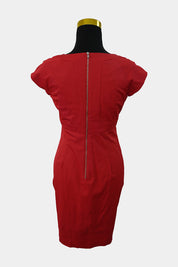 SABA Red Assymetrical Tier Work Dress