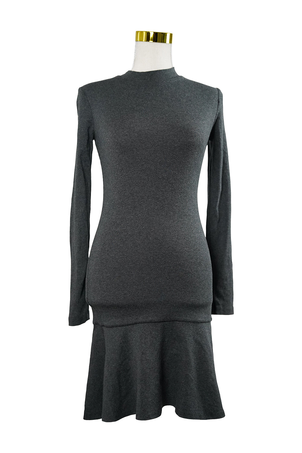 KOOKAI Grey Long Sleeve Poplin Mini Dress
