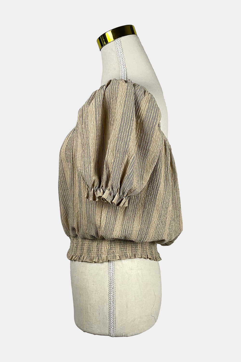 H&M Beige Striped Elasticied Blouse