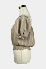 H&M Beige Striped Elasticied Blouse