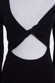 Bec + Bridge Black Twist Front Long Sleeve Knit Dress
