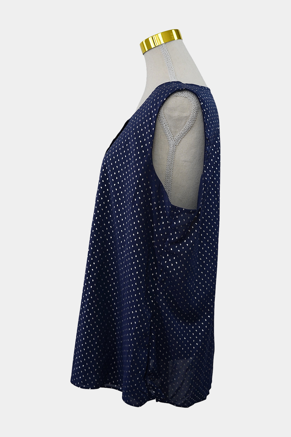 Liz Jordan Navy and Silver Teardrop Sleeveless Blouse