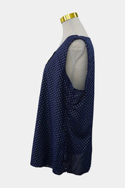 Liz Jordan Navy and Silver Teardrop Sleeveless Blouse