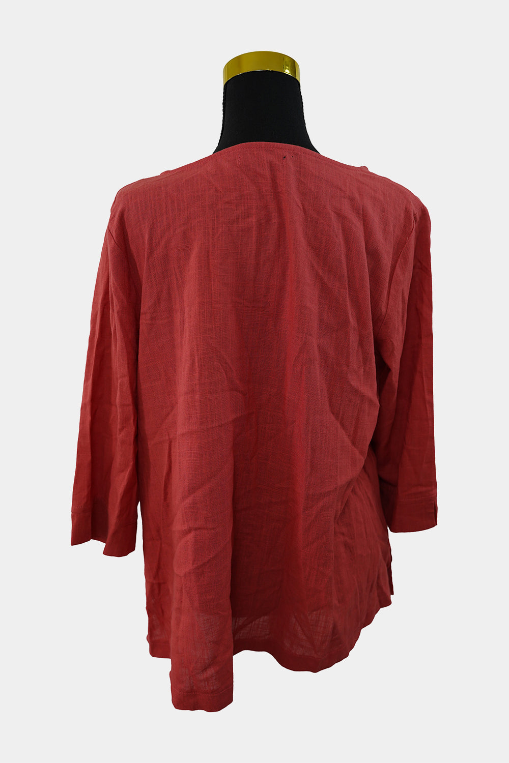 Caroline Morgan Dark Peach Assymetrical Linen Blend Blouse