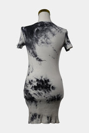 Princess Polly White, Smokey Grey Tie-Dye Ribbed T-Shirt Dress