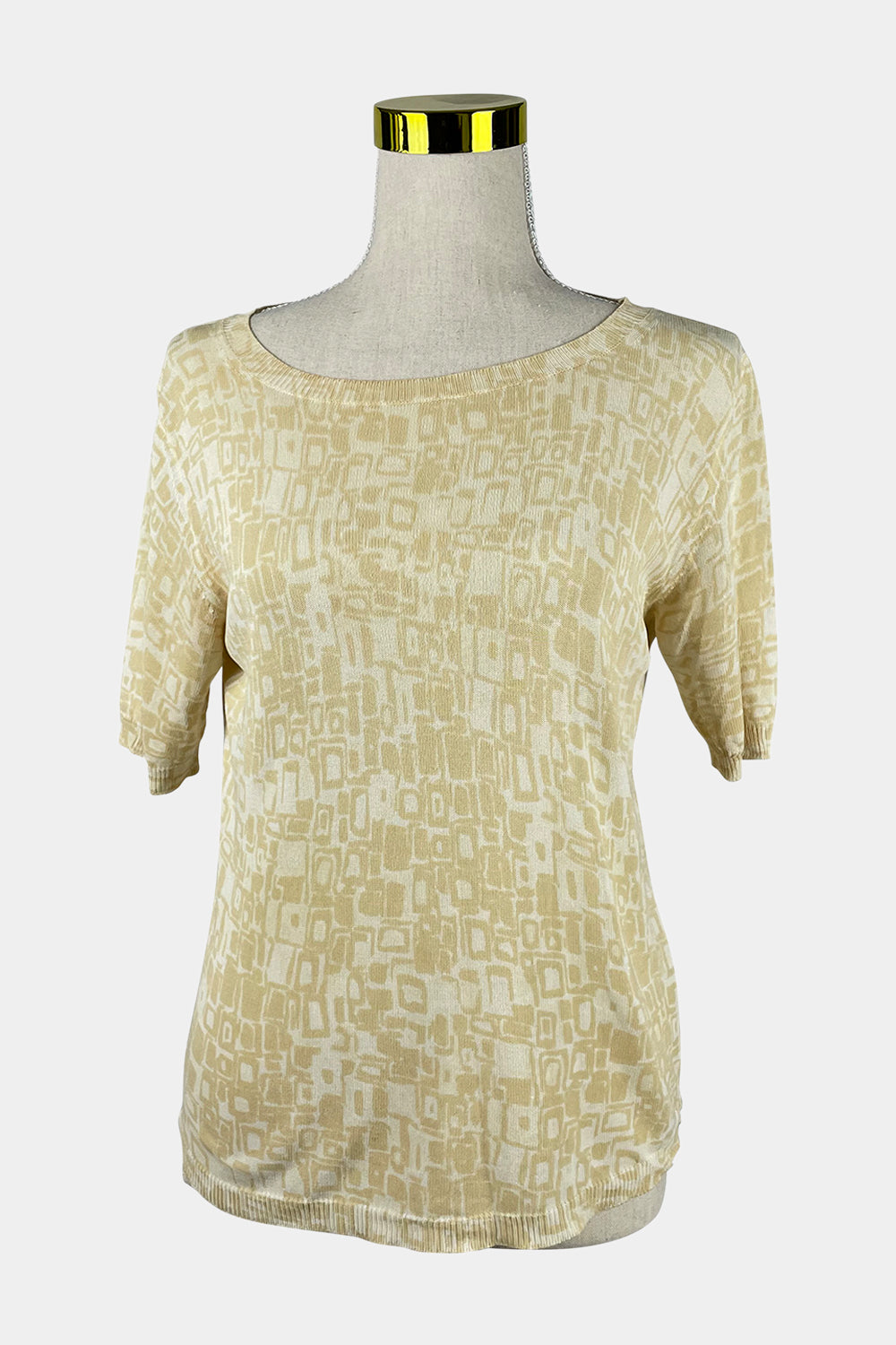 FABIANA Cream Sheer Short Sleeve Top