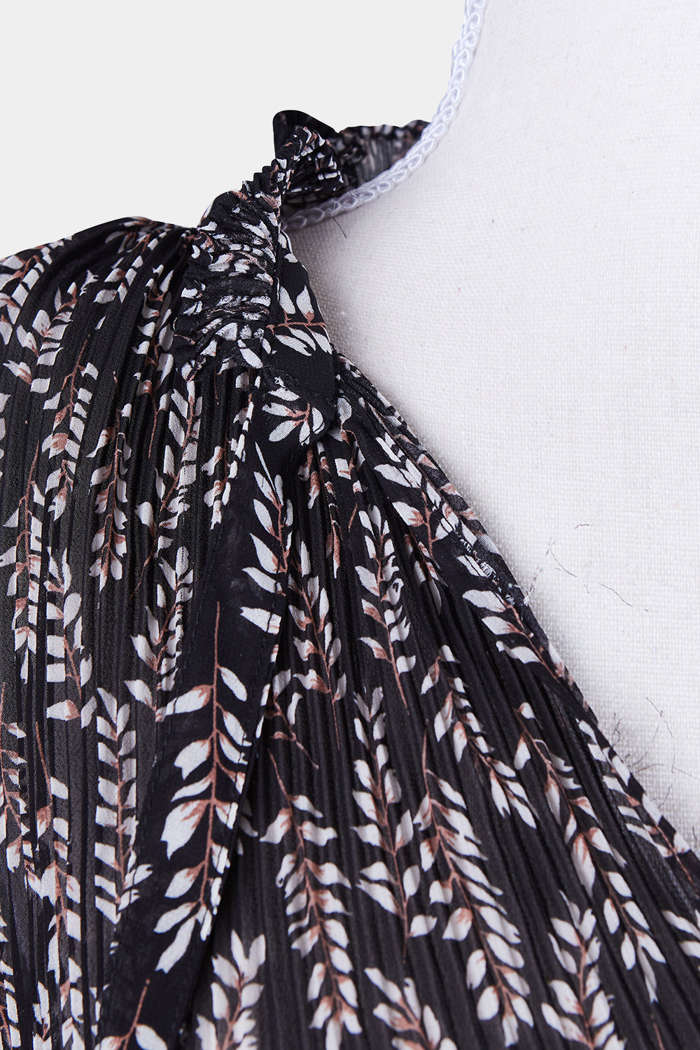 Style Me Over Black, White, Print Print Pleated Blouse