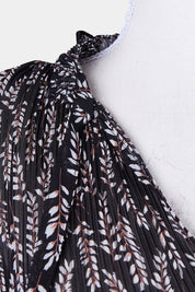Style Me Over Black, White, Print Print Pleated Blouse