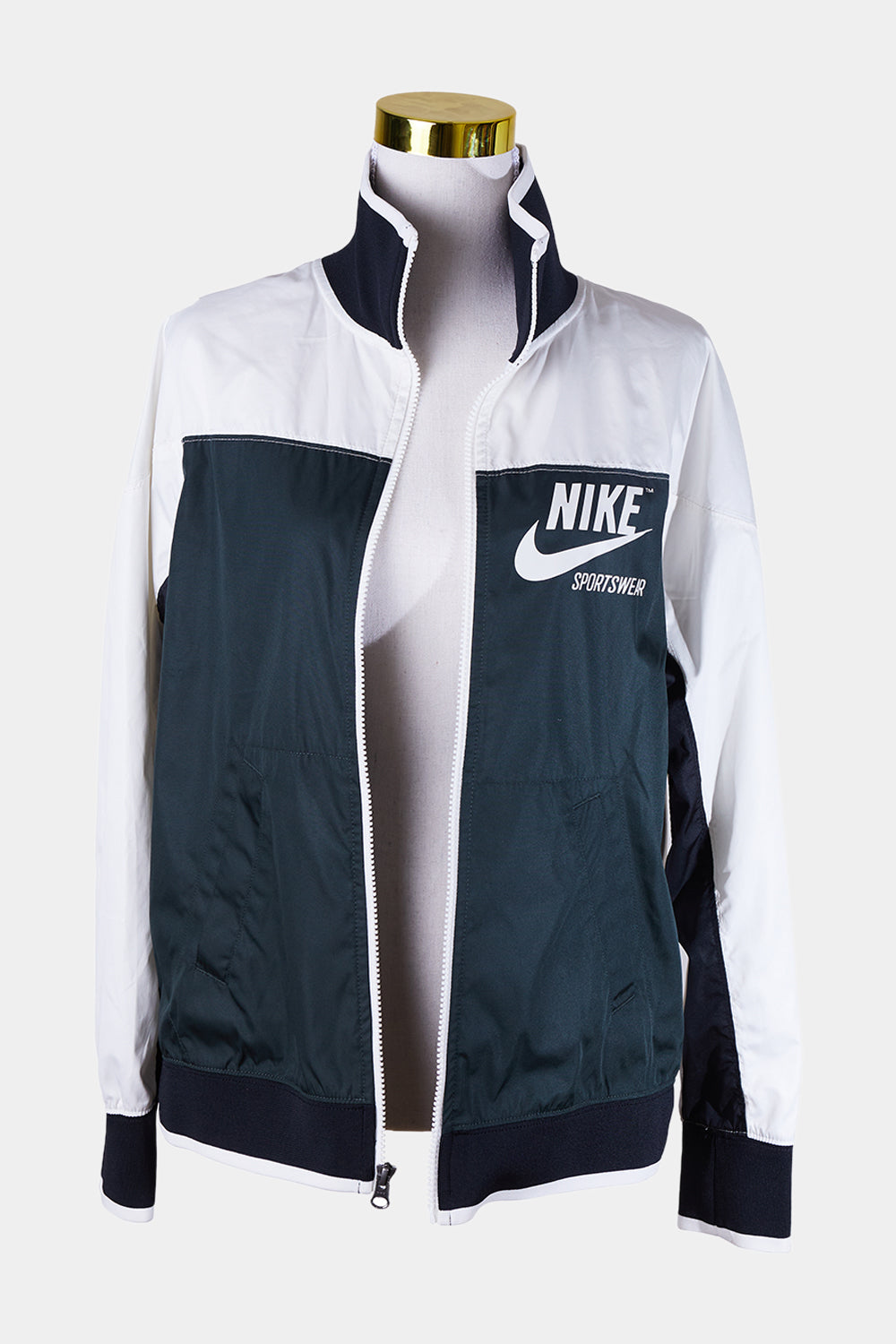NIKE White, Dark Green, Black Zip Up Track Jacket