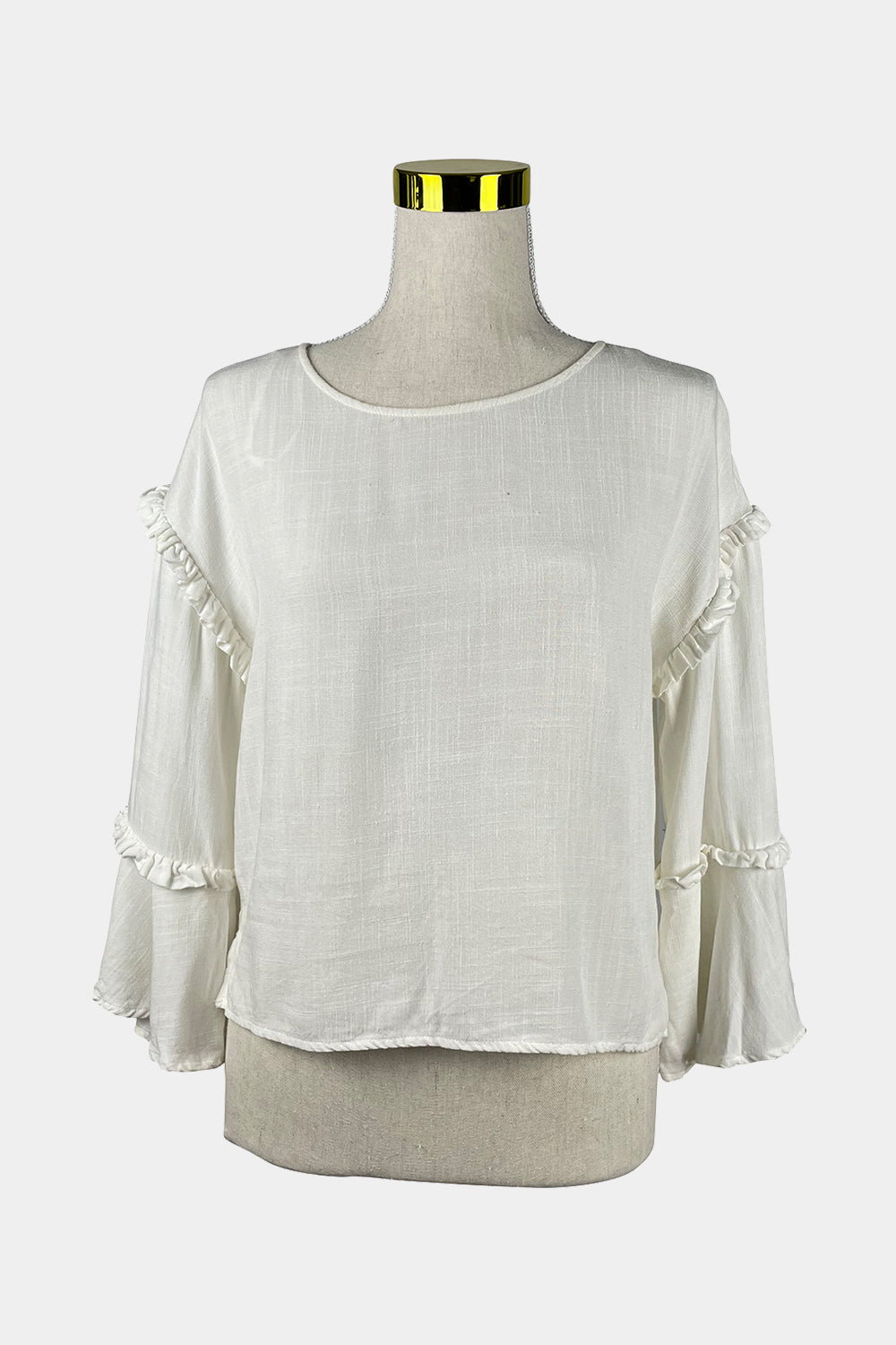 MINKPINK White Long Sleeve Frill Blouse