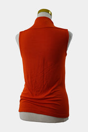 WITCHERY Orange Ribbed Mockneck Sleeveless Top