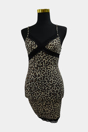 SHEIN Leopard Mini Dress with Lace Trimming