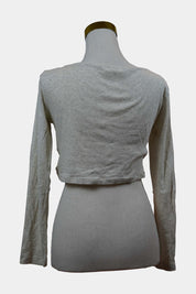 KOOKAI Grey Marle Ruched Long Sleeve Crop