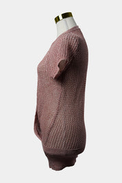 WITCHERY Pink Crochet Deep V Neck Top