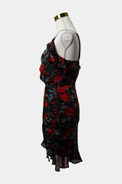 PILGRIM Black Floral Mini Dress with Ruched Length