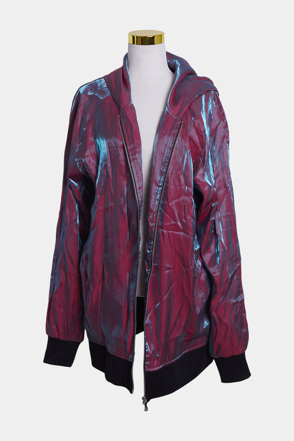 Helena Legend Pink and Blue Shiny Long Bomber Jacket