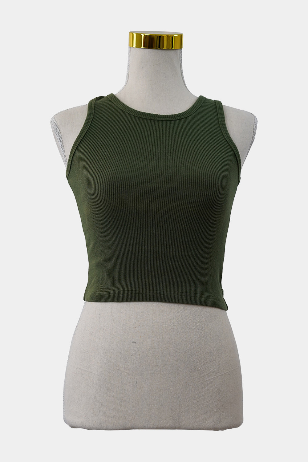 South St Green Ribbed Cropped Tank