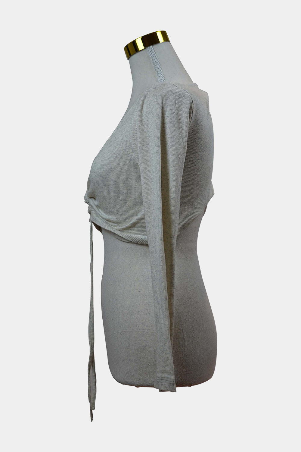 KOOKAI Grey Marle Ruched Long Sleeve Crop