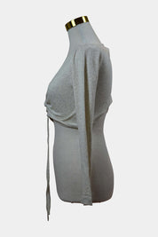 KOOKAI Grey Marle Ruched Long Sleeve Crop