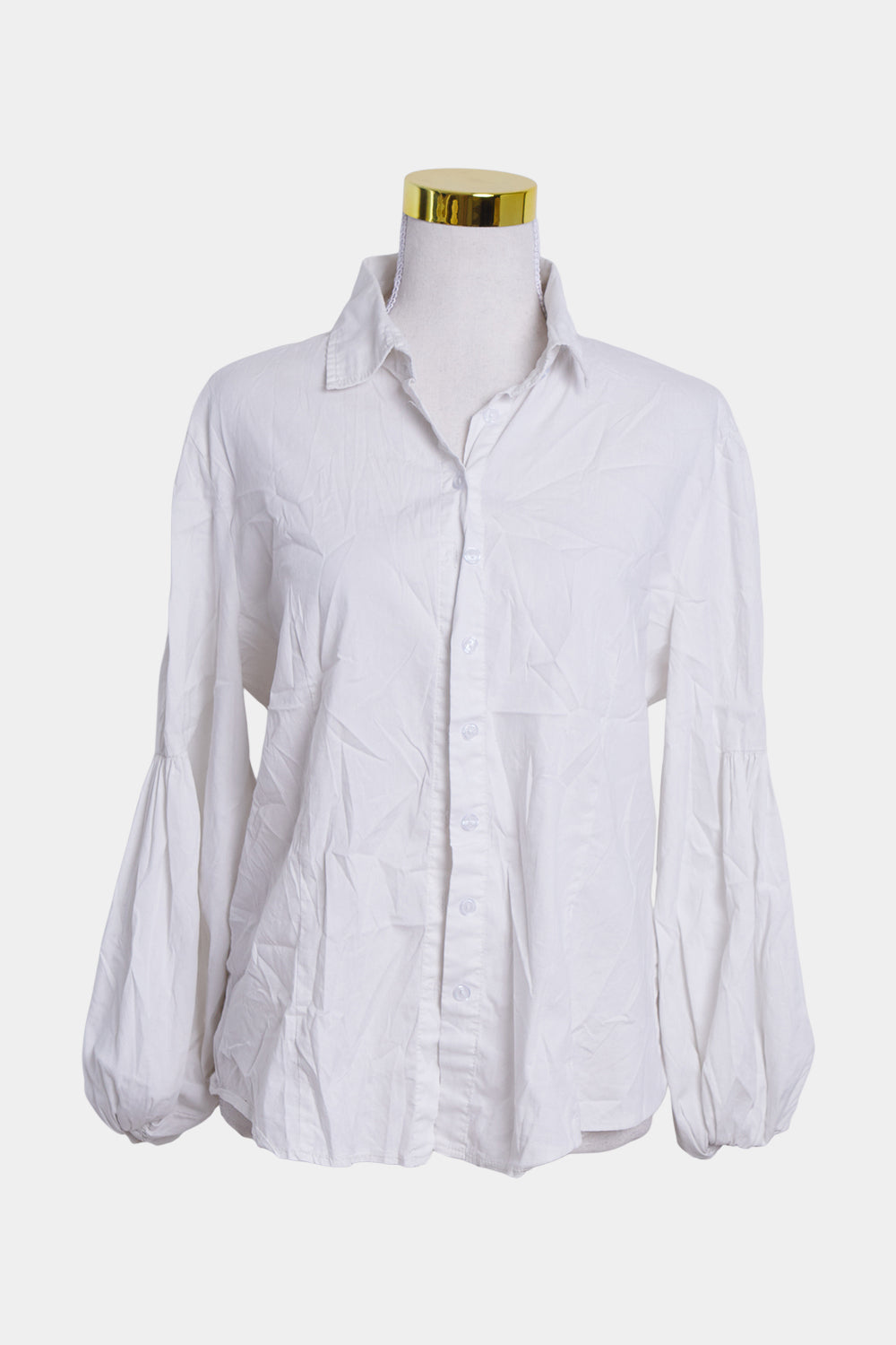 Izabel London White Balloon Sleeve White Shirt