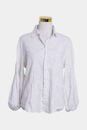 Izabel London White Balloon Sleeve White Shirt