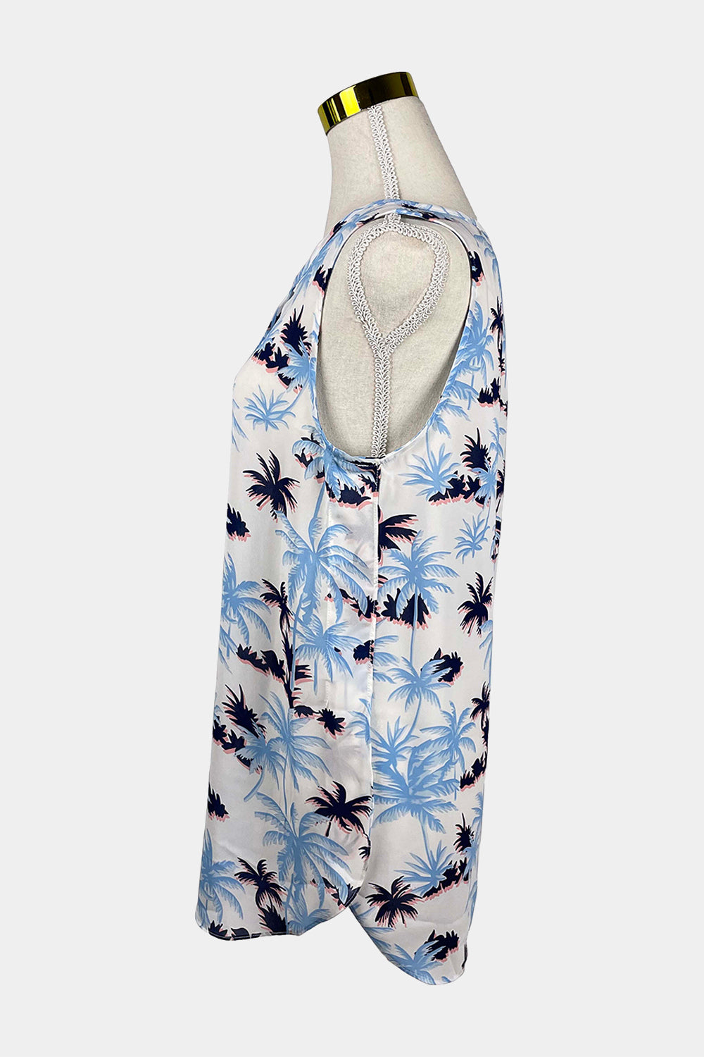 Caroline Morgan Blue, White Sheer Blouse