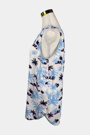 Caroline Morgan Blue, White Sheer Blouse