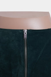 Ena Pelly Dark Green Suede Mini Skirt