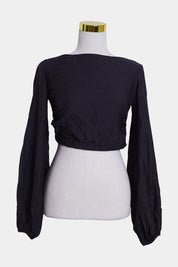 Sir The Label Black Tie Back Cropped Blouse