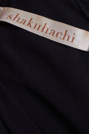 SHAKUHACHI Black Lace Deatil Long Sleeve Dress