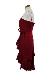PILGRIM Red Strapless Frill Wrap Mini Dress