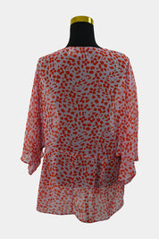 ASOS Pink Orange Sheer Wrap Blouse