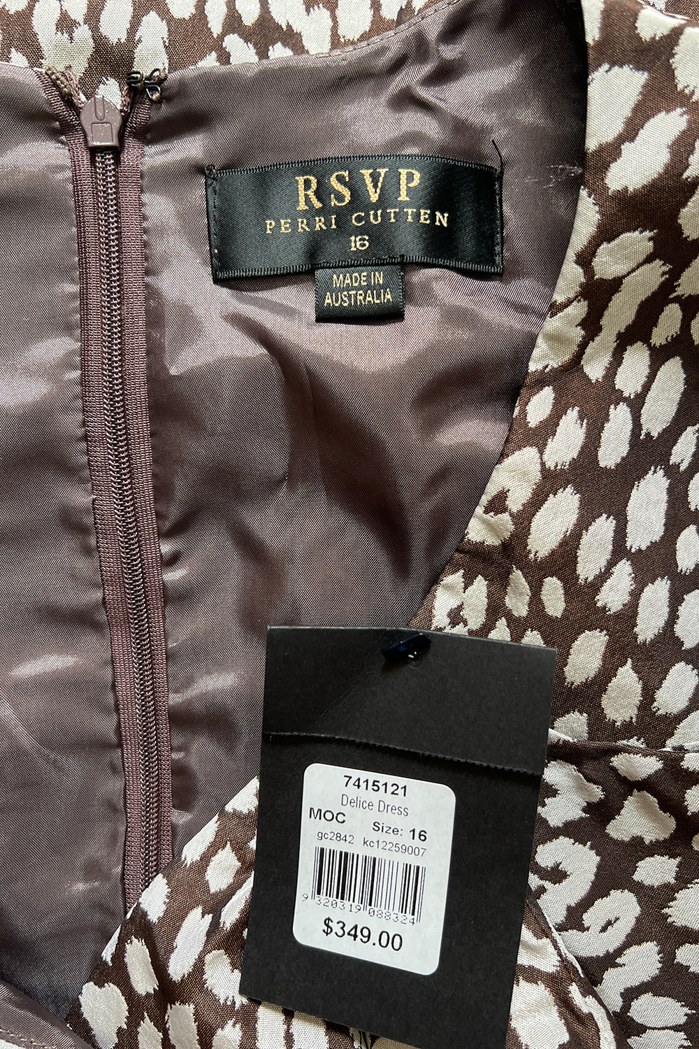 Perri Cutten Brown and Cream Dress