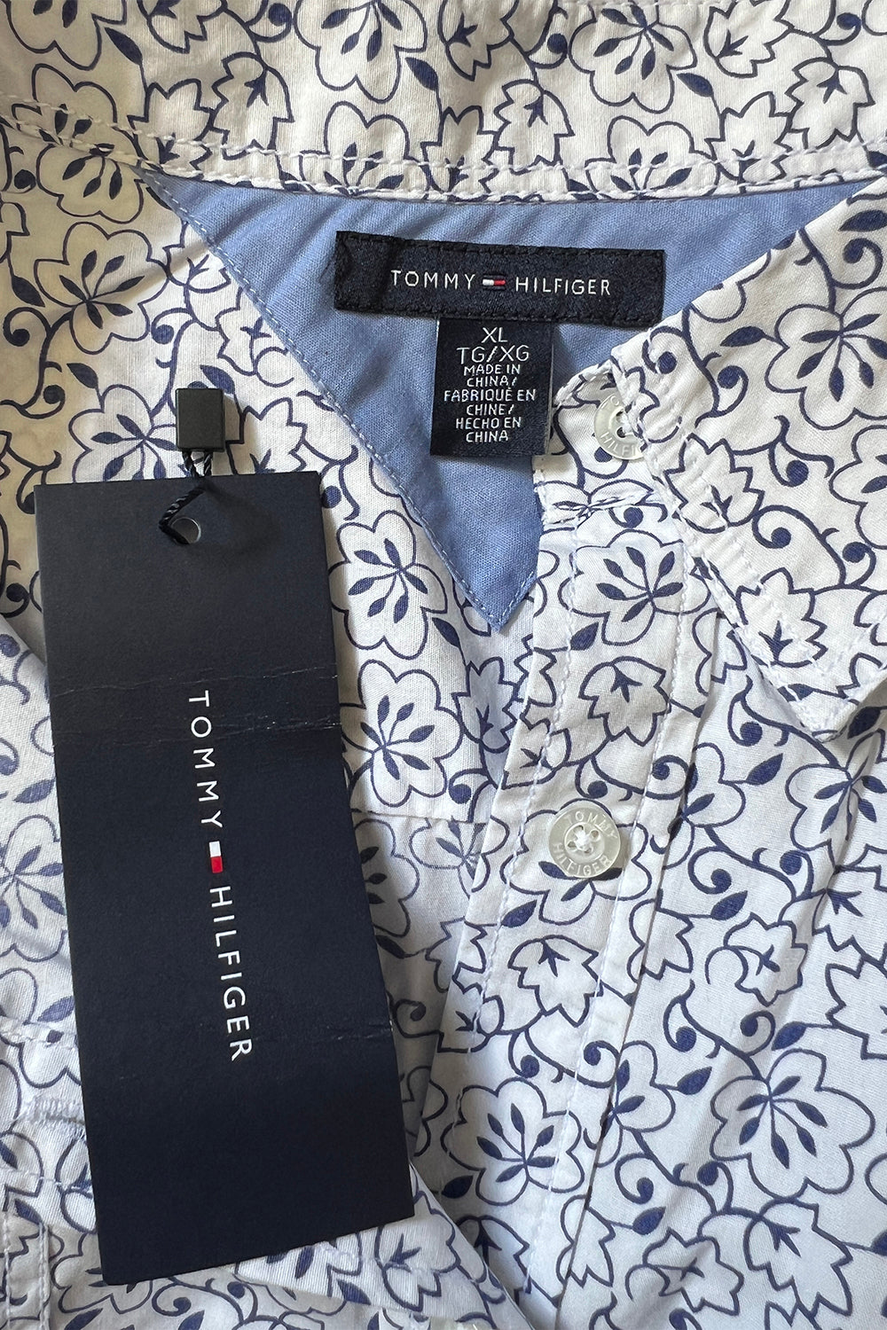 Tommy Hilfiger White and Navi Top