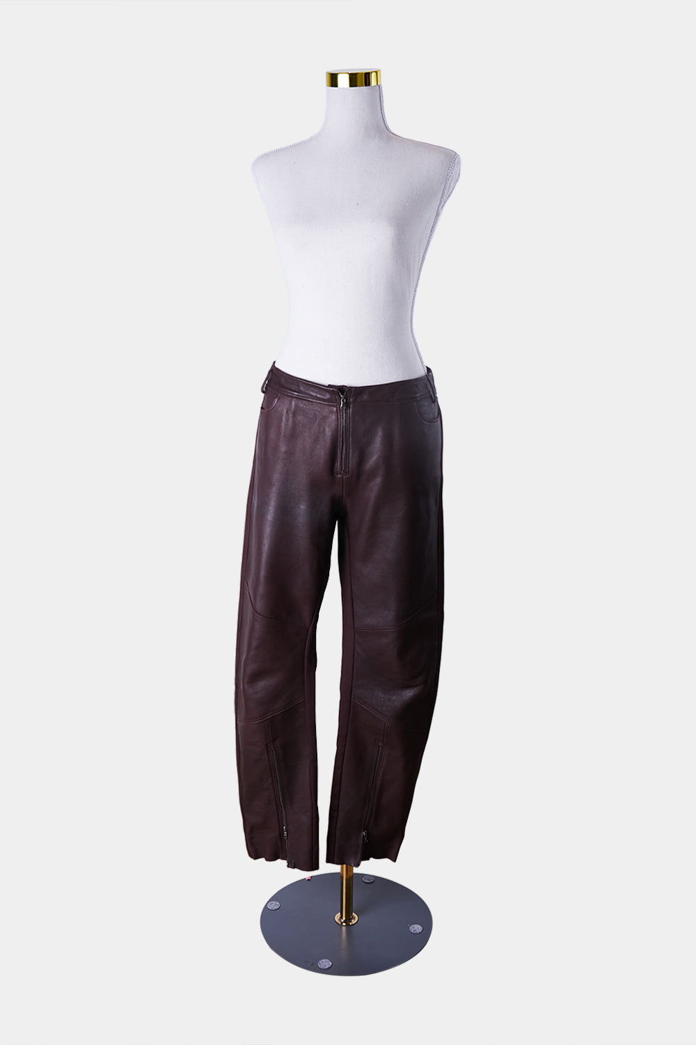 Ilaria Nistri Burgundy Leather Panel Pants