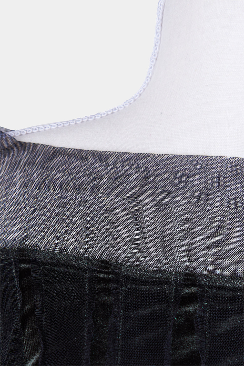 VERTICE Black, Dark Green Off Shoulder Velvet Mesh Dress