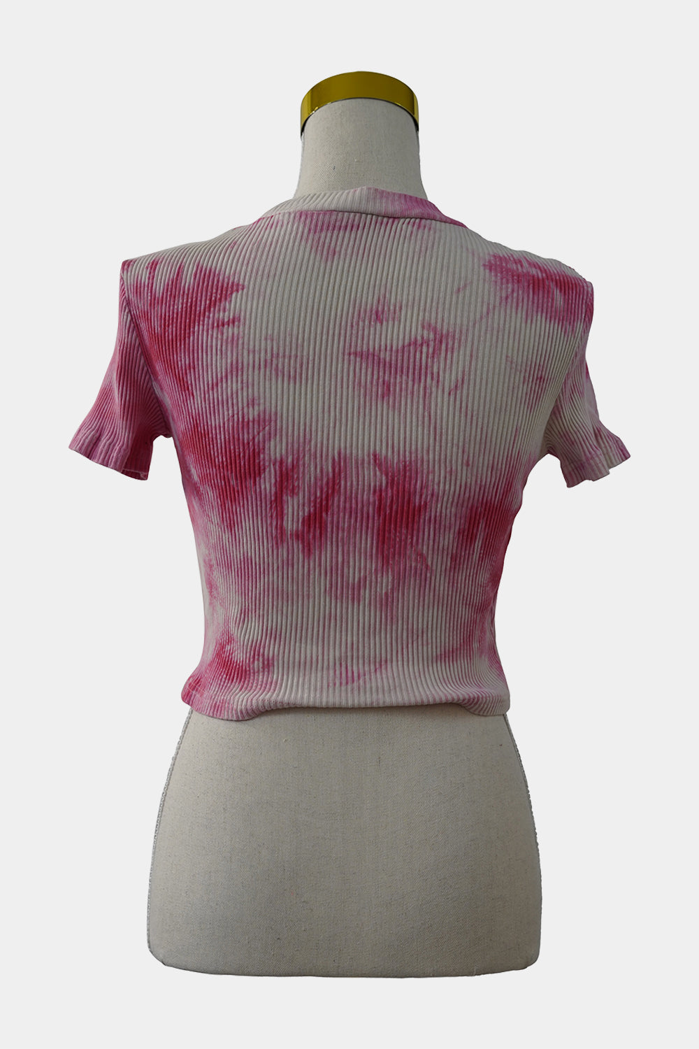 Begining Boutique Pink, White Ribbed Pink Tie Die Baby Tee