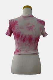 Begining Boutique Pink, White Ribbed Pink Tie Die Baby Tee