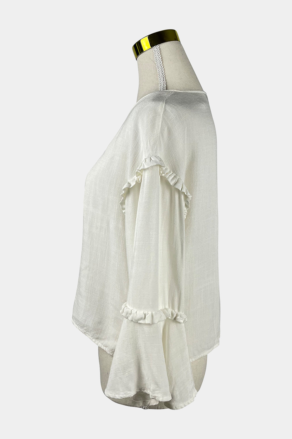 MINKPINK White Long Sleeve Frill Blouse