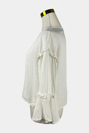 MINKPINK White Long Sleeve Frill Blouse