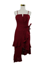 PILGRIM Red Strapless Frill Wrap Mini Dress