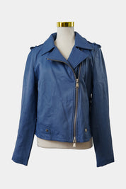 STELLA Blue Leather Biker Jacket