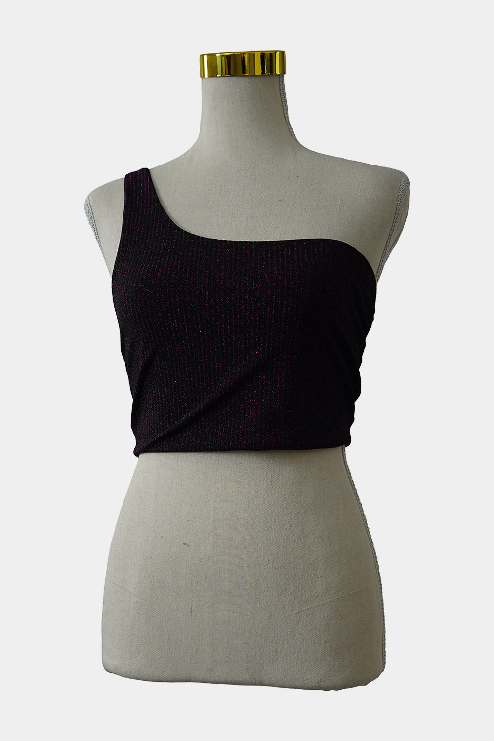 KOOKAI Purple Glitter One Shoulder Crop