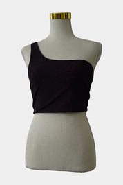KOOKAI Purple Glitter One Shoulder Crop