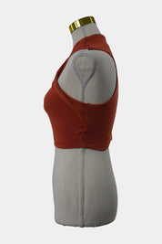 KOOKAI Burnt Orange Double Layer Halter Neck Tight Crop