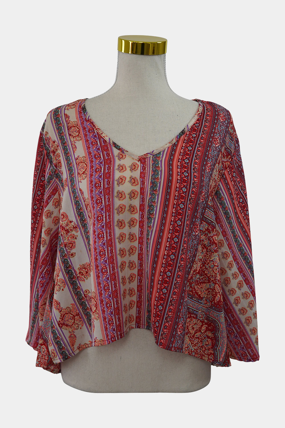 ISHKA Pink Cropped Long Sleeve Blouse