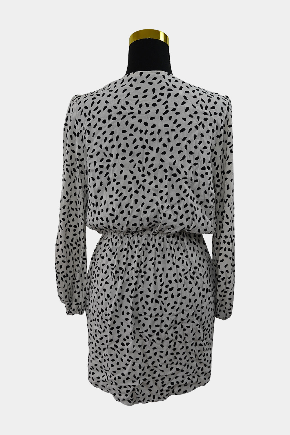 SHEIKE White Black Spotted Long Sleeve Wrap Dress